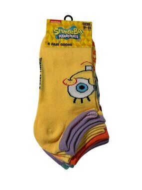 SpongeBob SquarePants 6 Pair Ankle Socks Size 9-11 Cartoon